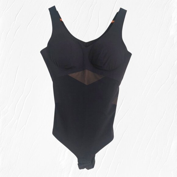 Honeylove Shapewear Thong Bodysuit Black Cami LARGE V Neck Like New - Picture 3 of 11